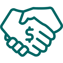 give back icon hand shake with dollar sign